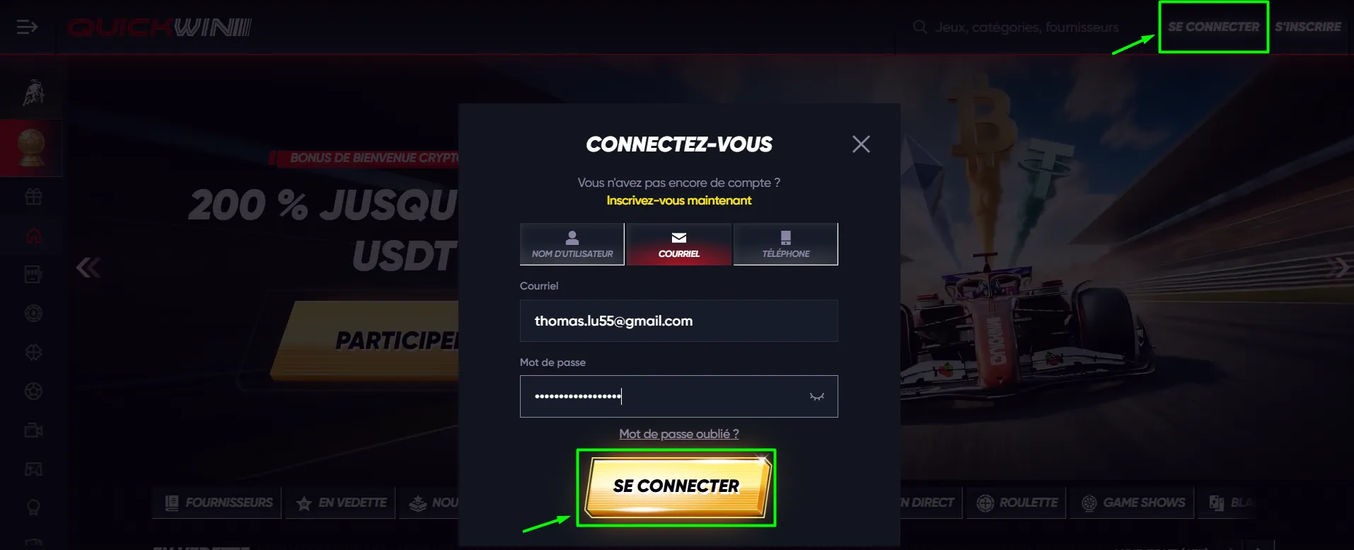Connexion QuickWin
